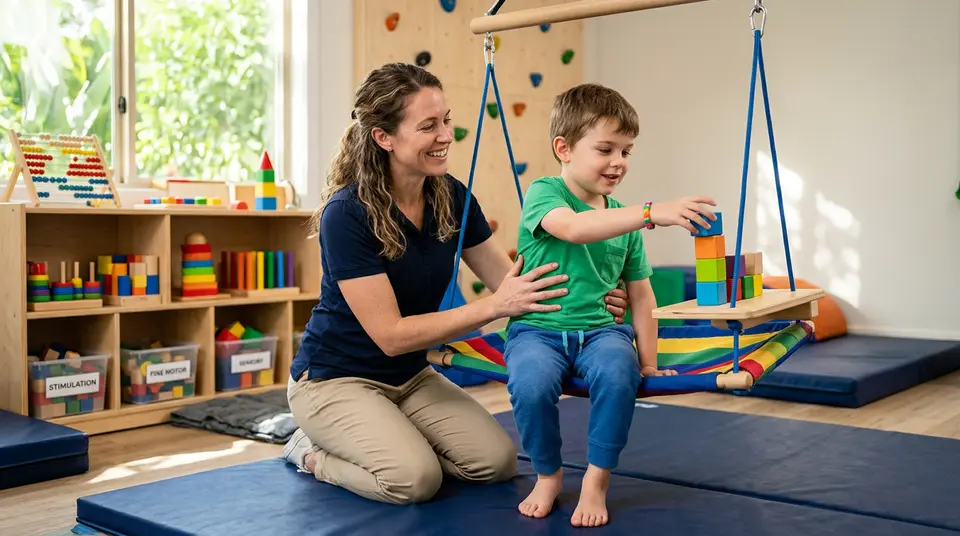 Ergotherapie bei Kindern – Therapeutin und Kind in der Praxis